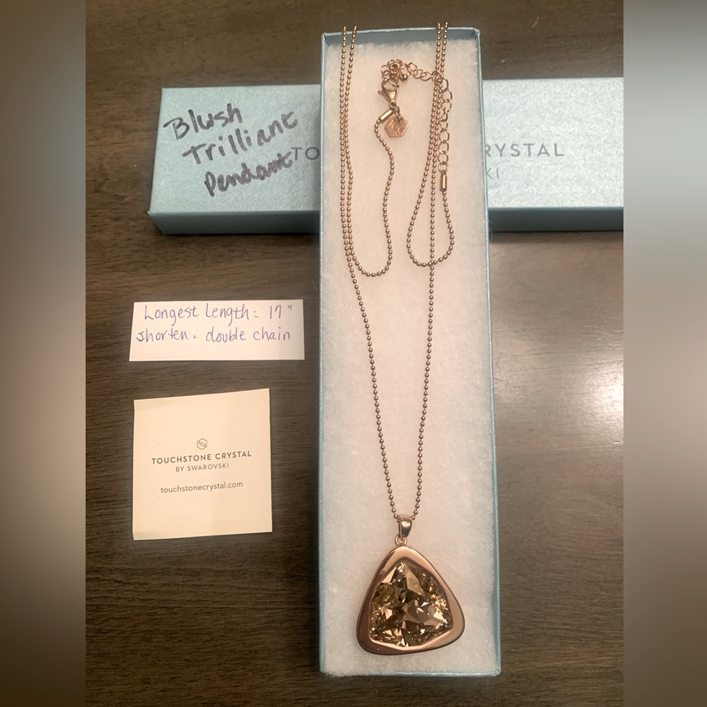 Touchstone Crystal by Swarovski blush Trilliant Pendant